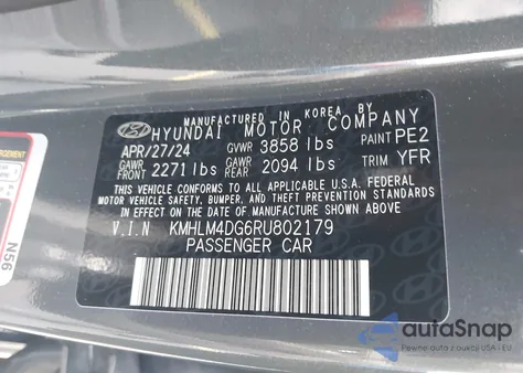 2024 Hyundai Elantra Sel from USA, damaged, VIN KMHLM4DG6RU802179